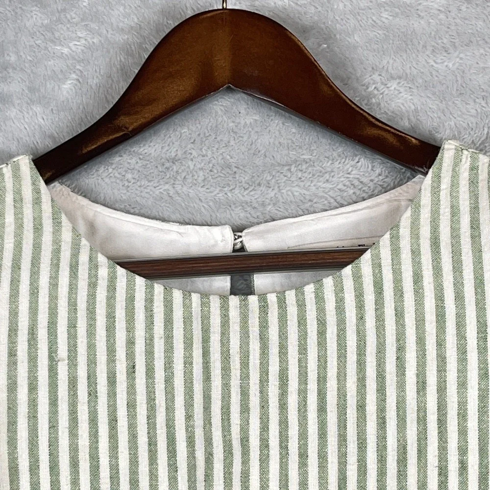 Abercrombie & Fitch Women L Linen Blend Sleeveless Keyhole Back Striped Tank Top - Picture 2 of 9